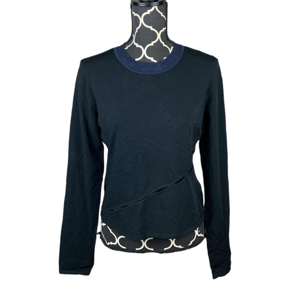Rag & Bone Long Sleeve Sweater Shirt w/ Destructed Cut Out Detail Sz L